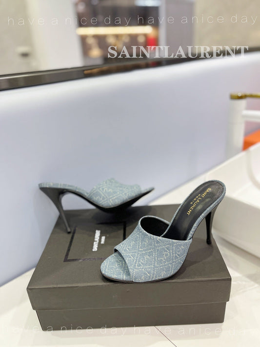 SL GOLDIE MULES STONE COLOR DENIM