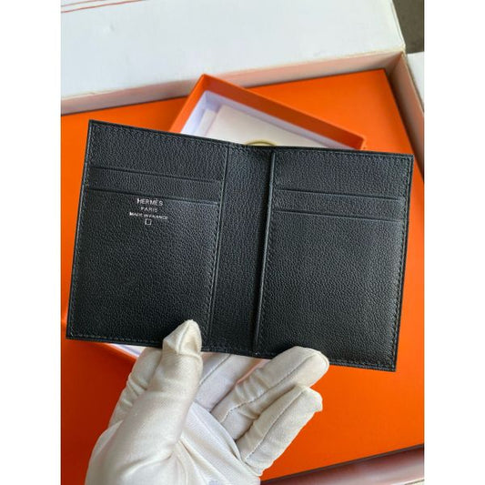 HERM MC² Euclide Card Holder in Black Matte Alligator Leather