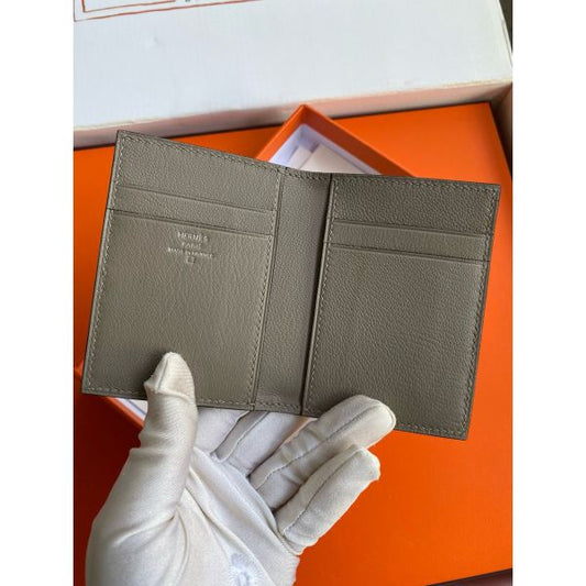 HERM MC² Euclide Card Holder in Tourterelle Shiny Alligator Leather