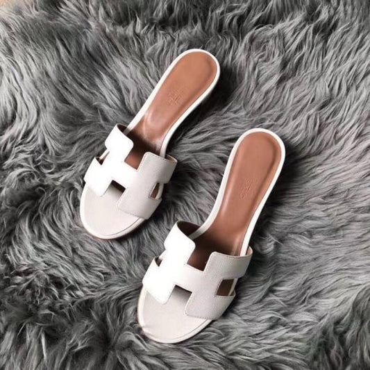 HERM Oasis Sandals In White Epsom Leather