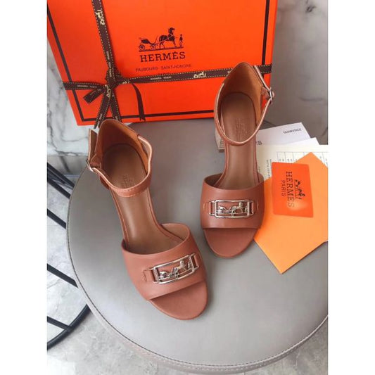 HERM Viaggio 60MM Sandals In Brown Leather
