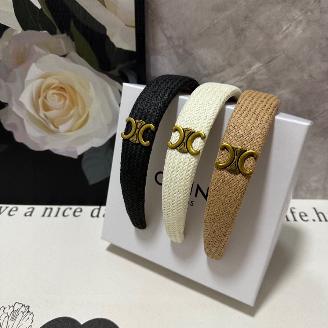 BLACK RAFFIA WOVEN HAIRBAND 400479