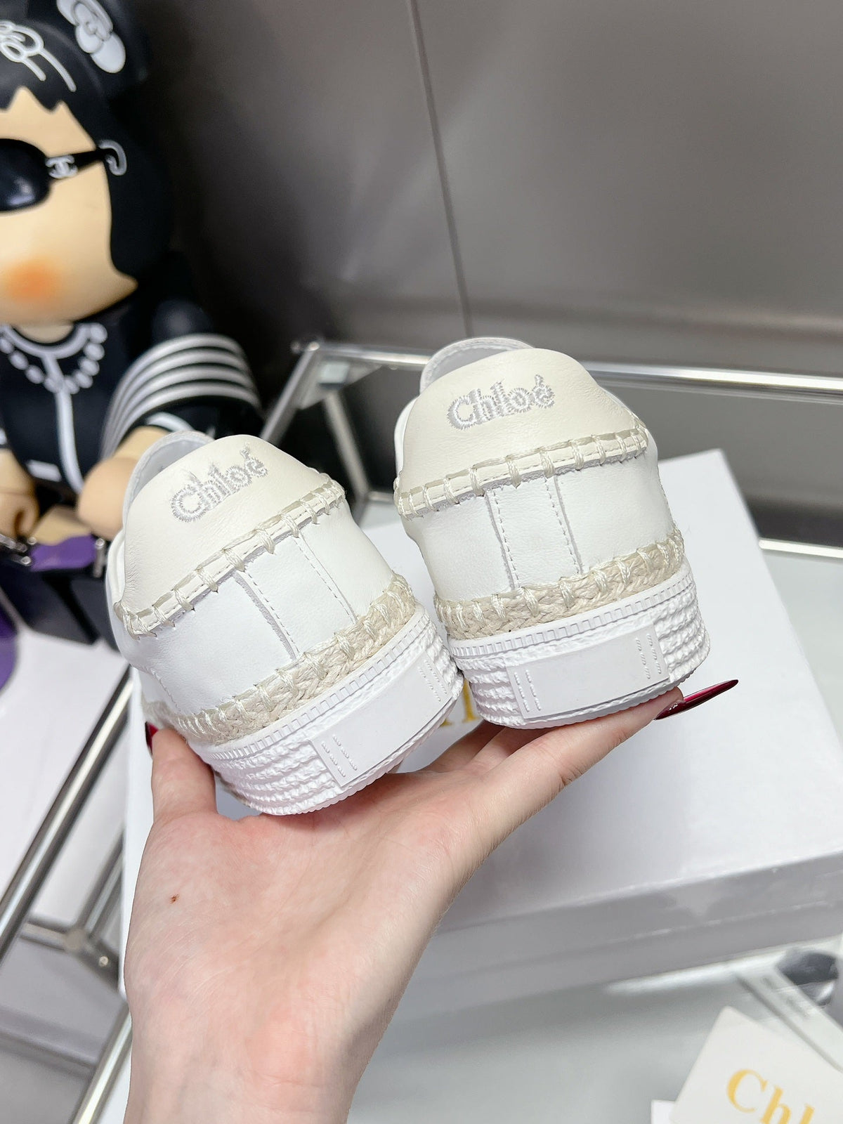 TELMA LACE-UP SNEAKER IN WHITE LAMBSKIN AND RAFFIA