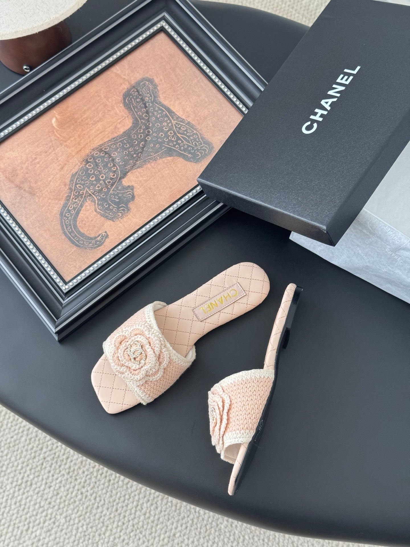 SLIPPER IN PEACH PINK CALFSKIN MIX WOOL