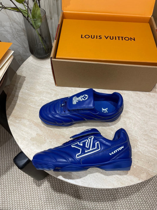 FOOTPRINT SOCCER SNEAKER IN COBALT BLUE CALFSKIN