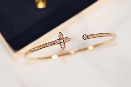 LV IDYLLE GOLD OPEN BRACELET DIAMOND PAVED