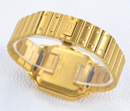 SANTOS LADY 35.1MM AUTOMATIC GOLD DIAMOND BEZEL