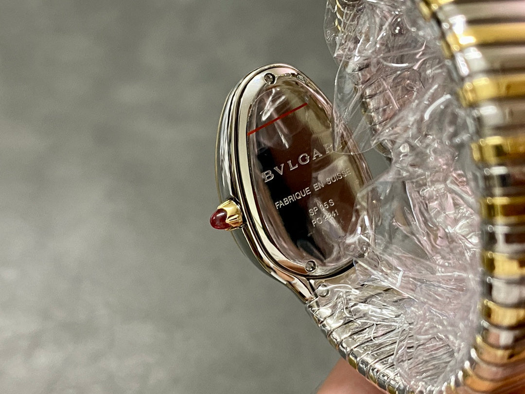 SERPENTI SPIGA GOLD SILVER CERAMIC WHITE DIAL
