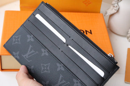 LV SLIM PURSE BLUE MONOGRAM CANVAS 20CM