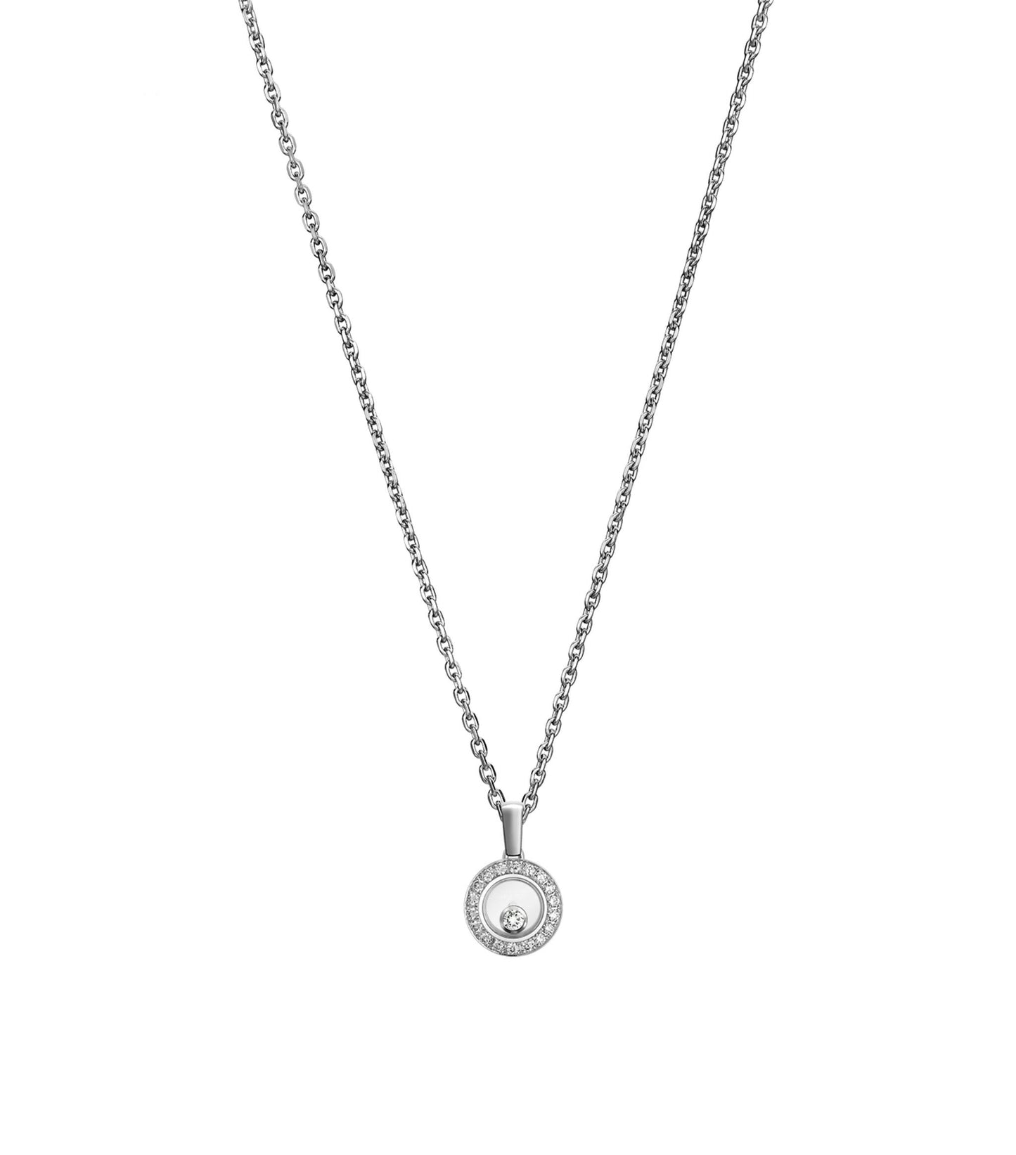 HAPPY PEDANT SILVER DIAMOND NECKLACE