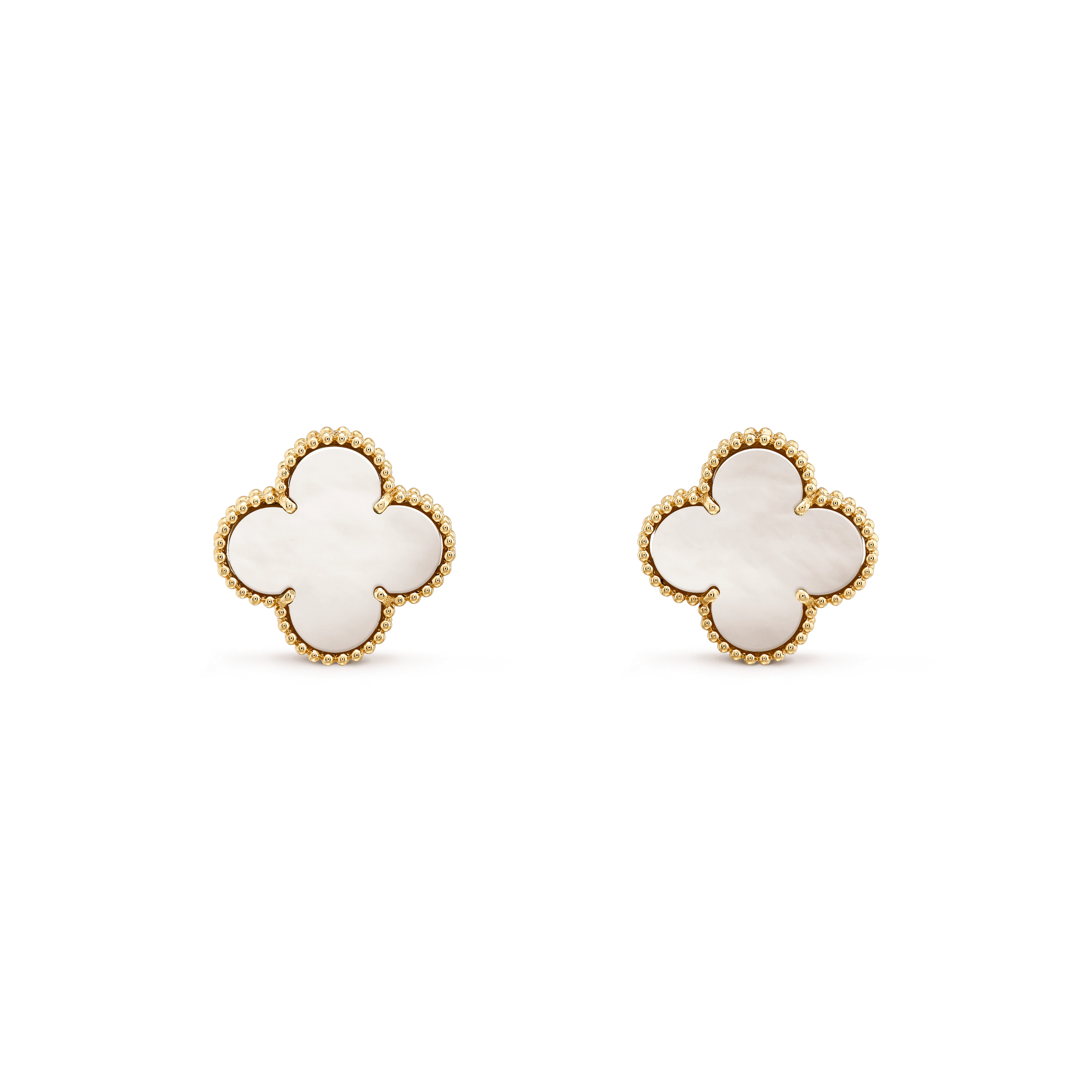 CLOVER MEDIUM WHITE MOP PINK GODL EARRINGS