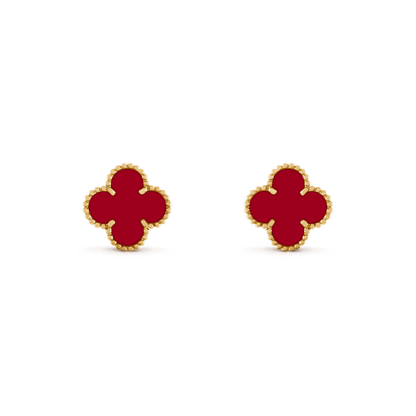 CLOVER MEDIUM CARNELIAN PINK GODL EARRINGS