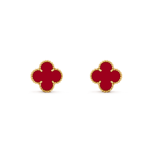 CLOVER MEDIUM CARNELIAN PINK GODL EARRINGS