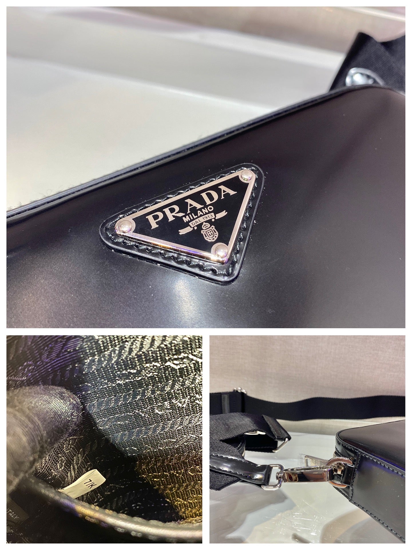 MARIO BRIQUE CROSSBODY BAG 19 IN PATENT BLACK LEATHER