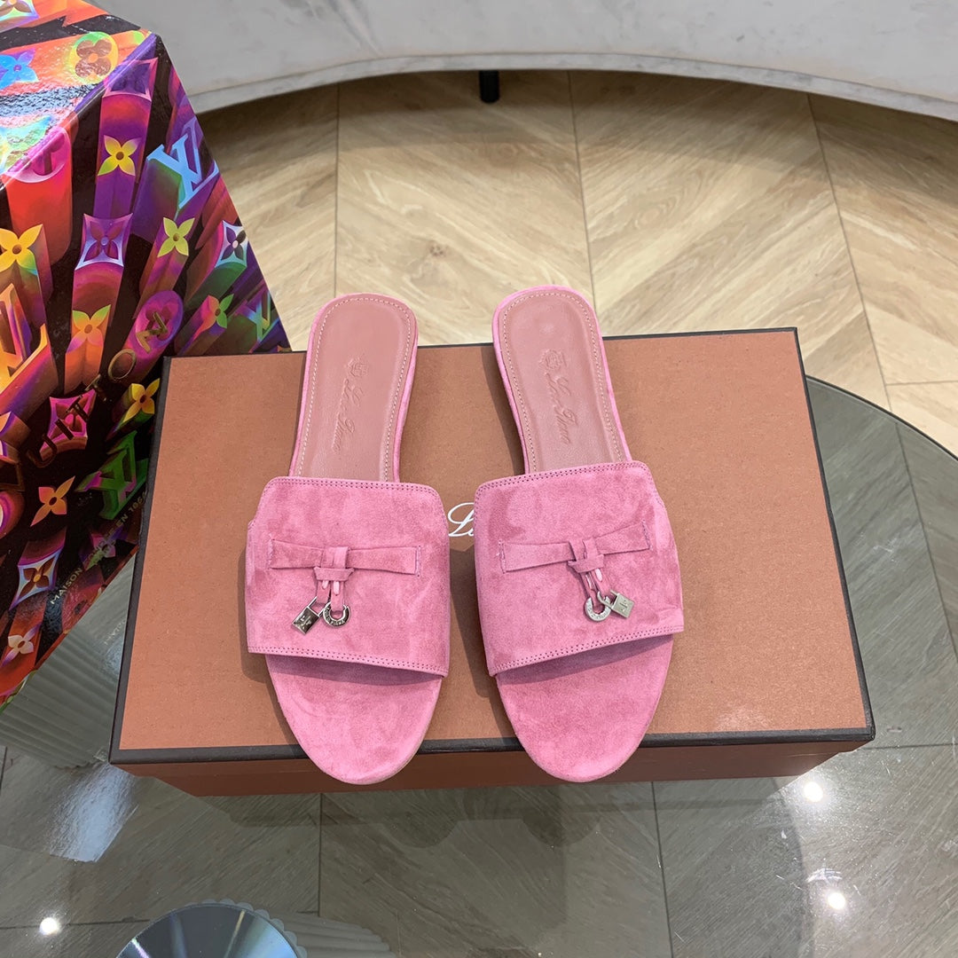 Summer Charms Sandals in Fuchsia Suede Pink Lambskin