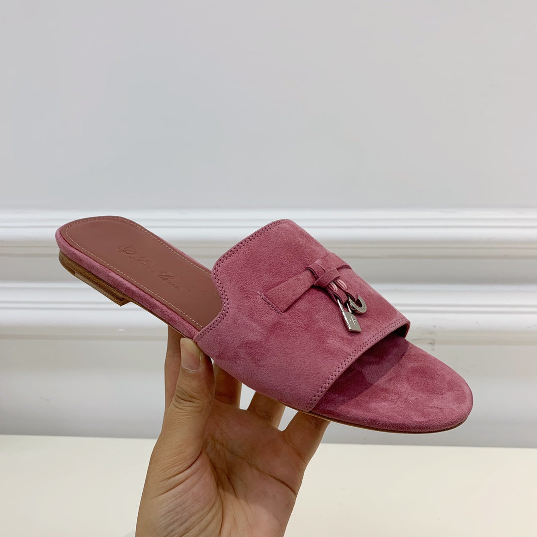 Summer Charms Sandals in Fuchsia Suede Pink Lambskin