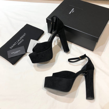 SL JODIE 135 PLATFORM SANDALS BLACK SUEDE