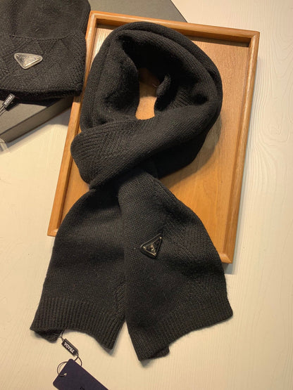SET SCARF AND HAT IN BLACK WOOL AND RABBIT FUR 416369