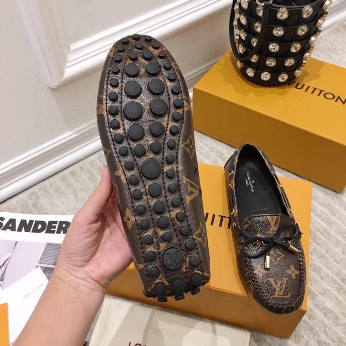 LV WOMEN'S DRIVER MOCCASIN IN CHOCOLATE BROWN MONOGRAM CALFSKIN