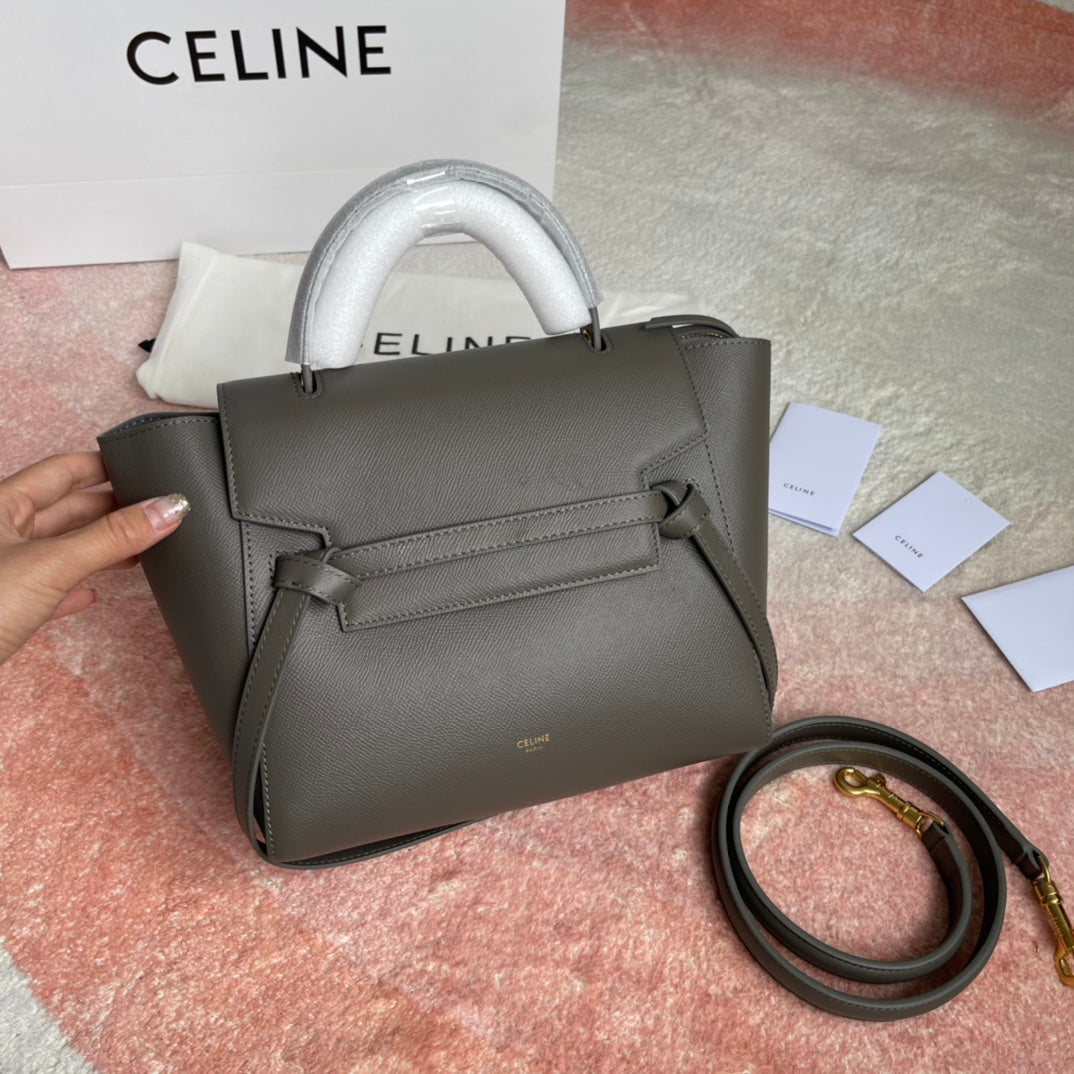 FISH BAG 24 GREY LEATHER