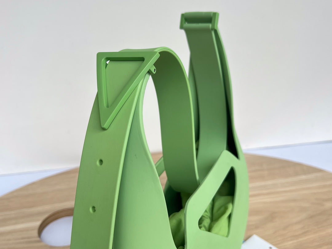 SHOULDER BAG 27 IN FEIJOA GREEN RUBBER AND NYLON FABRIC