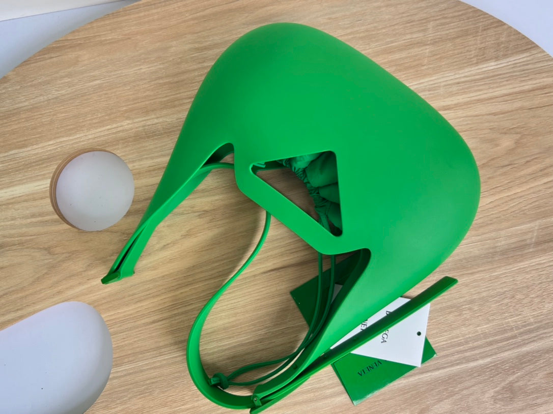 SHOULDER BAG 27 IN JADE GREEN RUBBER AND NYLON FABRIC