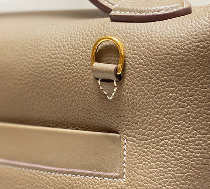 MINI 24/24 29CM IN TOGO ETOUPE EVERCOLOR CALFSKIN GOLD KELLY BUCKLE
