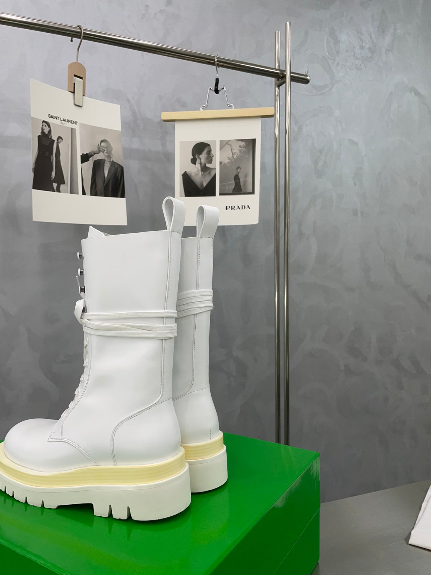 LUG LACE-UP BOOT IN WHITE CALFSKIN 7 CM