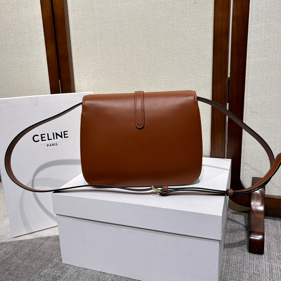 TABOU FLAP BAG 22 IN BRONZE BROWN SMOOTH CALFSKIN GOLD LOCK