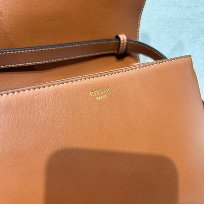 TABOU FLAP BAG 22 IN BRONZE BROWN SMOOTH CALFSKIN GOLD LOCK