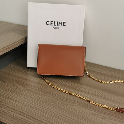 WALLET ON CHAIN MARGO 19 IN RUST ORANGE SMOOTH CALFSKIN GOLD HARDWARE
