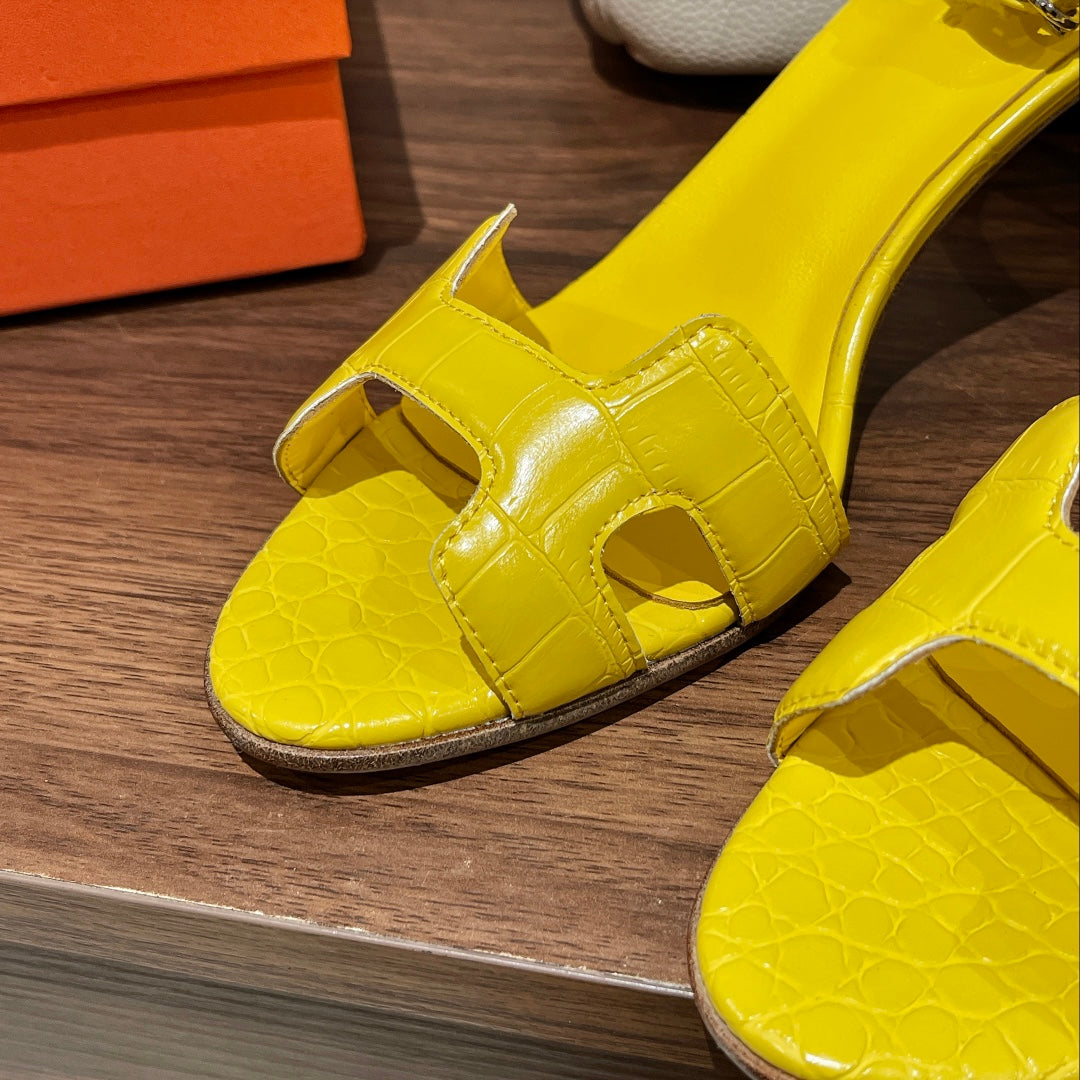 PREMIERE 70 SANDAL IN BRIGHT YELLOW CALFSKIN