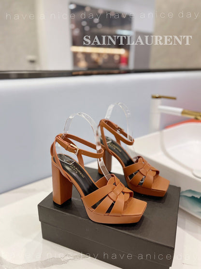 SL TRIBUTE FLATFORM SANDALS COPPER CALFSKIN