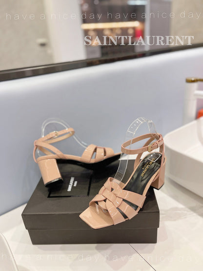 SL TRIBUTE SANDAL GLOSSY PINK NUDE CALFSKIN