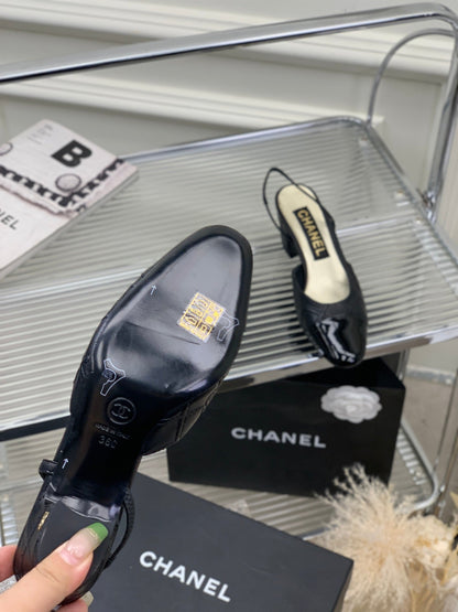 HIGH SLINGBACKS 65 BLACK CALFSKIN