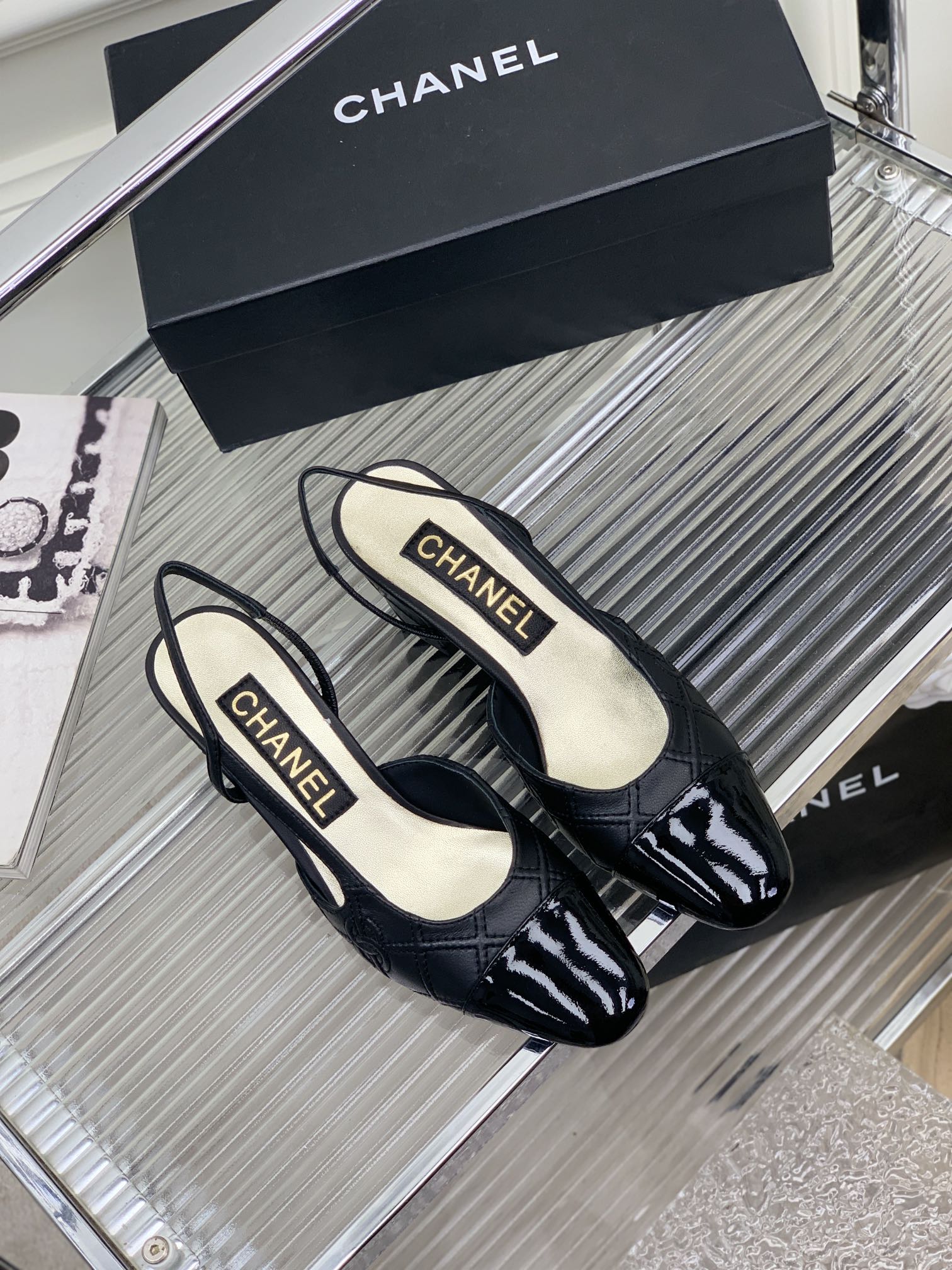 HIGH SLINGBACKS 65 BLACK CALFSKIN