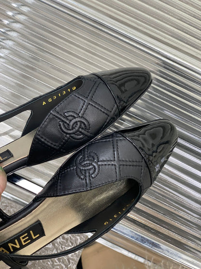SLINGBACKS 20 BLACK CALFSKIN