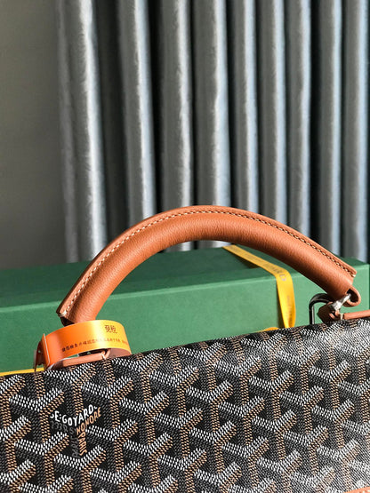 SAINT LÉGER BACKPACK 35 IN BROWN GOYARDINE CANVAS AND CALFSKIN WITH CARTOON PATCH
