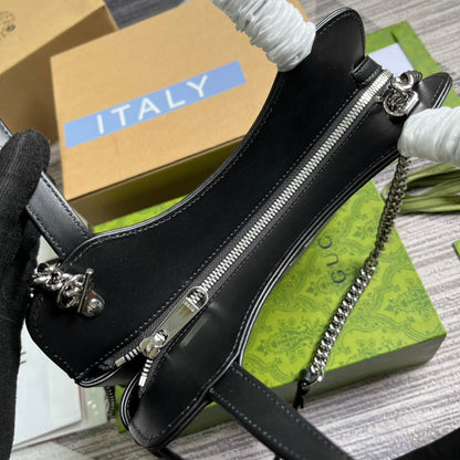 GG SMALL 28 TOTE BAG IN BLACK CALFSKIN