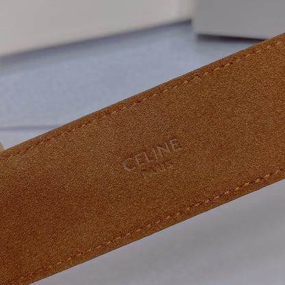 CL LARGE 35 MM BELT IN BRONZE BROWN CALFSKIN GOLD HARDWARE