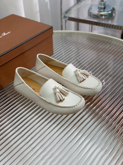 LP DOT SOLE WALK LOAFERS WHITE LAMBSKIN