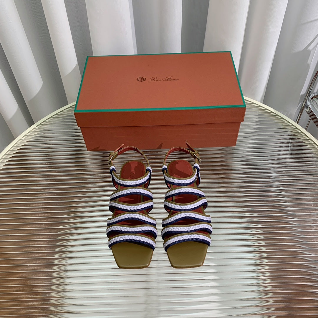 LP SPRIGHTLY CHARMS SANDAL WHITE AND OLIVE CALFSKIN