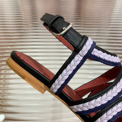 LP SPRIGHTLY CHARMS SANDAL WHITE AND BLACK CALFSKIN