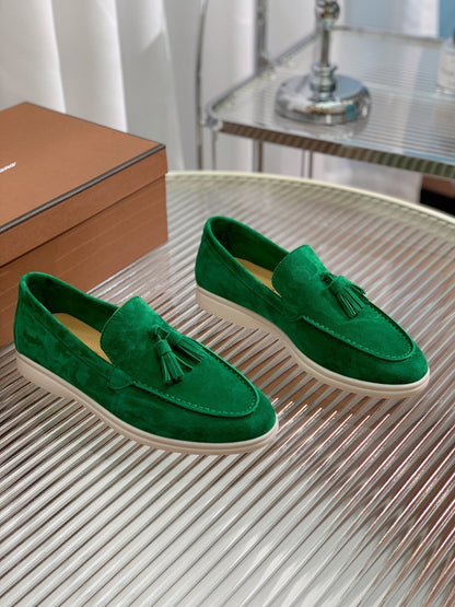 LP SUMMER WALK TASSELS LOAFERS DARK GREEN SUEDE