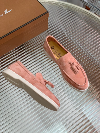 LP SUMMER WALK TASSELS LOAFERS BLUSH PINK SUEDE