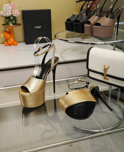 SL SUPER HIGH HEELS SANDAL METALLIC GOLD CALFSKIN