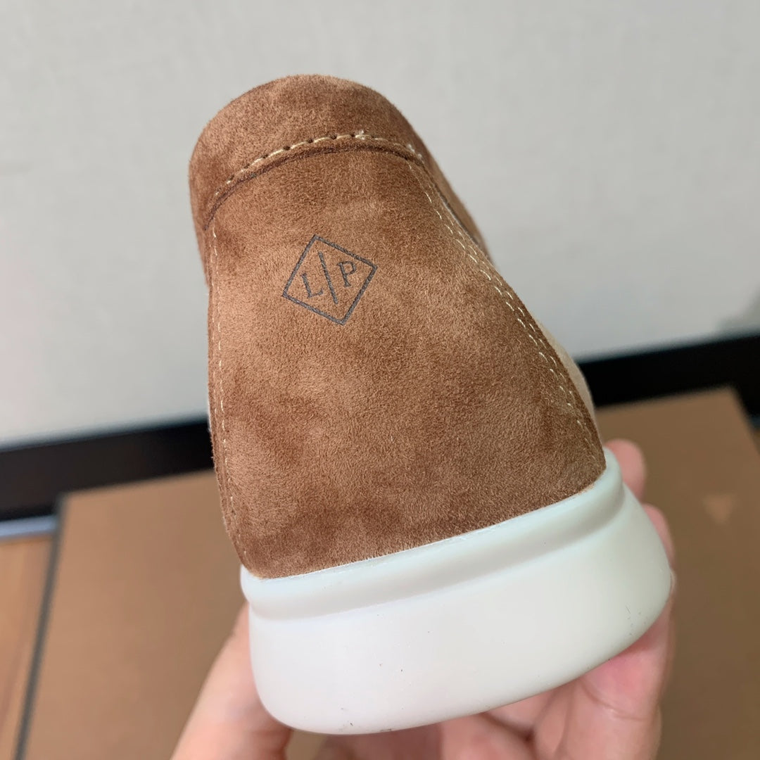 LP CHARMS WALK BABOUCHE LOAFERS ALMOND AND BROWN SUEDE