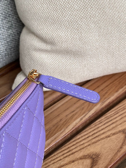 CC CLASSIC SMALL 15 ZIPPED POUCH IN AMETHYST PURPLE GRAINED CALFSKIN