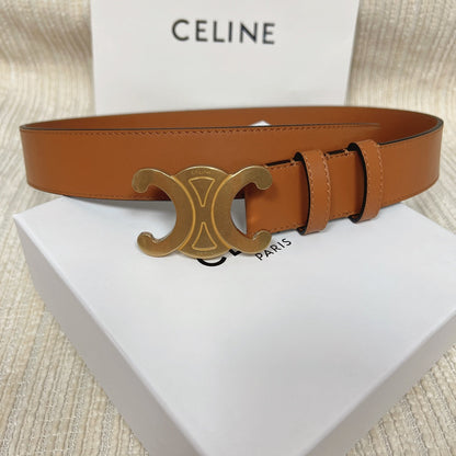 Triomphe Belt 35mm Tan Calfskin Ghw