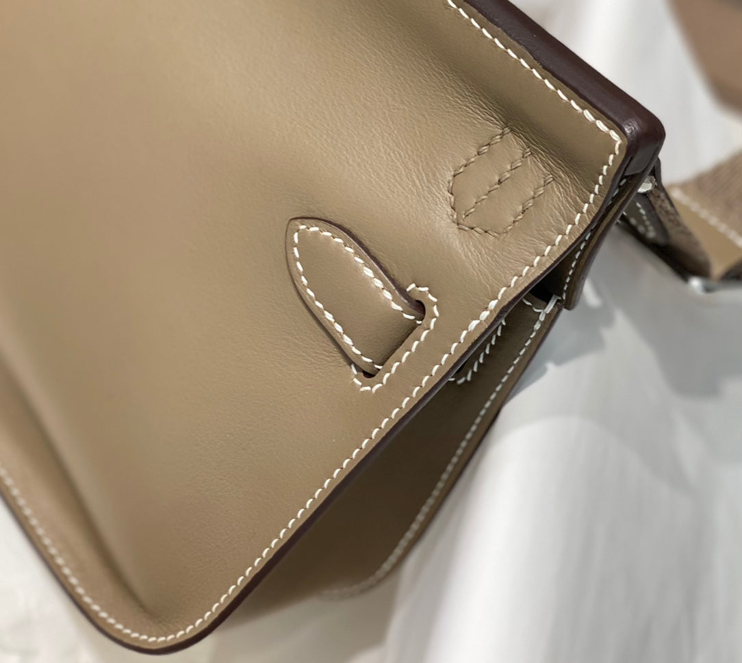 HM JYPSIERE SHOULDER BAG 23 IN WOOD BROWN CALFSKIN SILVER HARDWARE